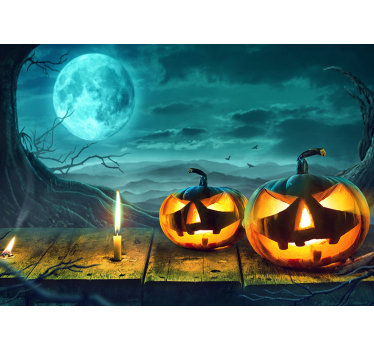 Fotomural halloween caras radiantes de calabaza - TenVinilo