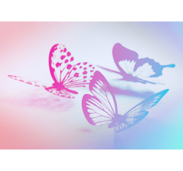 Mural de pared flores elegantes siluetas de mariposas - TenVinilo