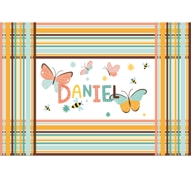 Mural de pared infantil nombre personalizado mariposa - TenVinilo