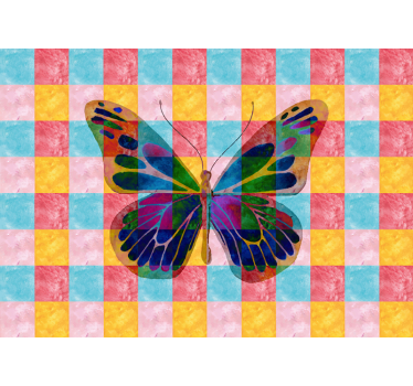 Mural de pared flores patrón de mariposas coloridas - TenVinilo