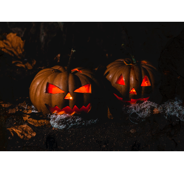 Fotomural Halloween caras de calabaza brillantes - TenVinilo