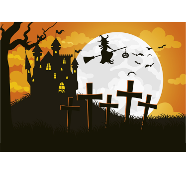 Fotomural halloween silueta de bruja voladora - TenVinilo
