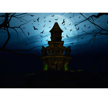 Fotomural halloween silueta de castillo embrujado - TenVinilo