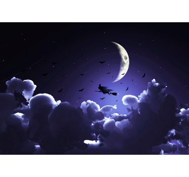 Fotomural fantasía escena de la bruja a la luz de la luna - TenVinilo