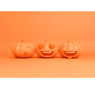 Mural para cocina caras de calabaza divertidas - TenVinilo