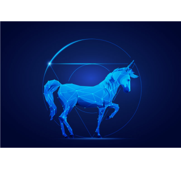 Fotomural fantasía diseño de unicornio geométrico - TenVinilo