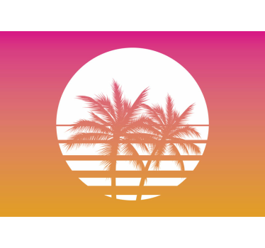 Papel pintado naturaleza silueta de palmera al atardecer - TenVinilo