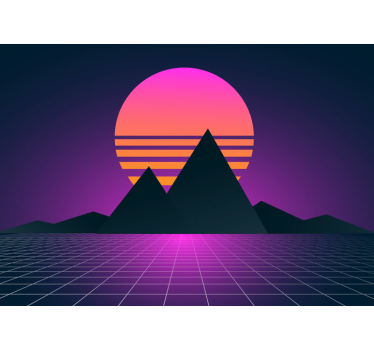 Papel pintado 3d escena geométrica del atardecer - TenVinilo