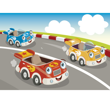 Fotomural vehículo coches de carreras de dibujos - TenVinilo