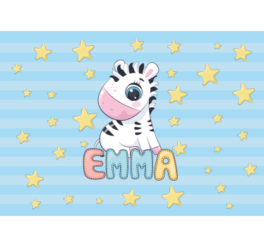 Mural de pared infantil cebra y estrellas - TenVinilo