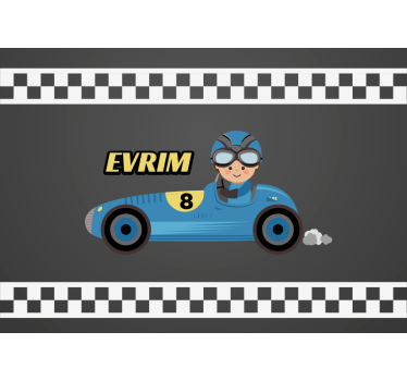 Mural de pared infantil coche de carreras de dibujos - TenVinilo