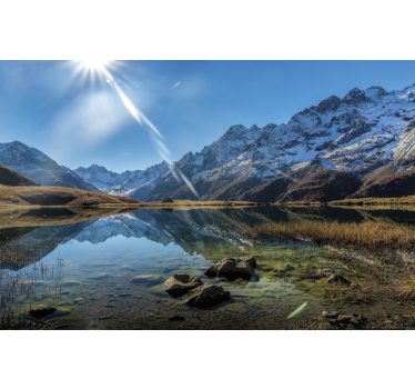 Fotomural montaña Lago y montaña niebla wallmural - TenVinilo
