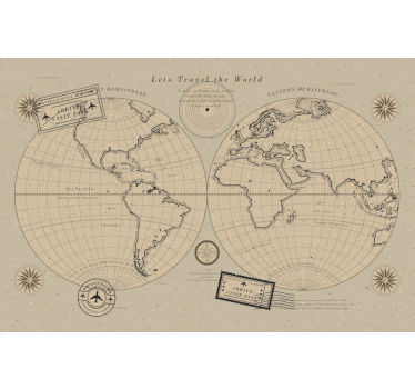 Papel pintado mapamundi mapa global vintage - TenVinilo