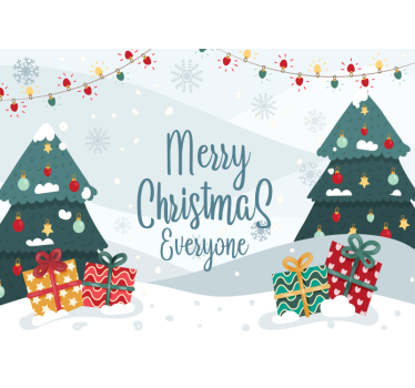 Mural de pared navidad Árbol de navidad y regalos - TenVinilo