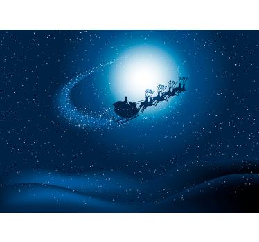 Mural de pared navidad el viaje en trineo de papá noel - TenVinilo