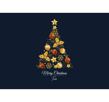 Mural de pared navidad árbol de oro - TenVinilo