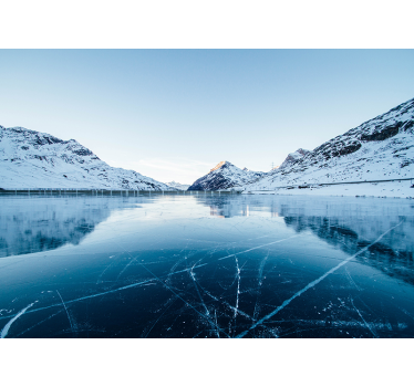 Papel pintado paisaje lago de montaña nevado - TenVinilo