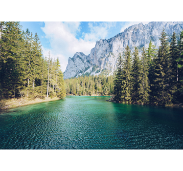Papel pintado 3D lago entre altas montañas - TenVinilo