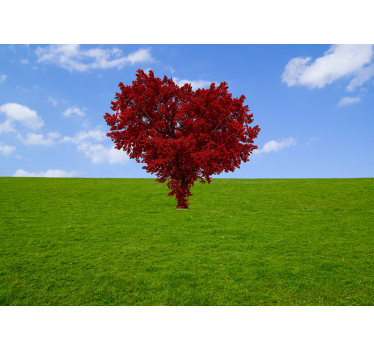 Mural de pared flores árbol en forma de corazón - TenVinilo