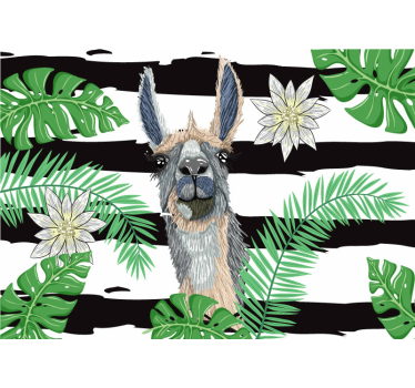 Fotomural animales llama con hojas - TenVinilo