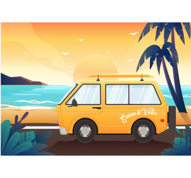 Mural personalizable Caravana junto al mar - TenVinilo