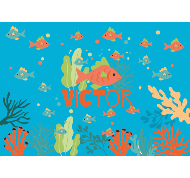 Fotomural bebé aventura de peces en el océano - TenVinilo