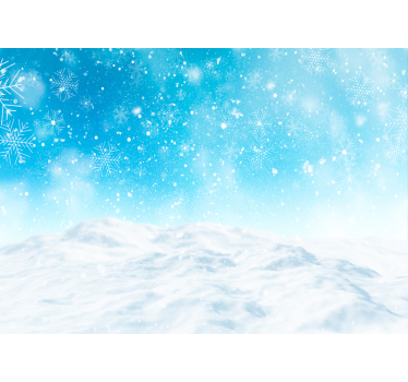 Fotomural salón Copos de nieve en un paisaje azul - TenVinilo
