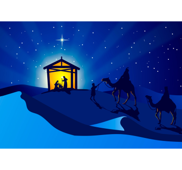 Mural de pared navidad silueta del belén - TenVinilo