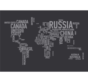 fotomural mapamundi Mapa del mundo con nombres - TenVinilo