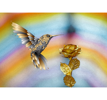 Fotomural animales colibrí y rosa - TenVinilo