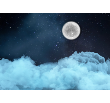 Fotomural espacio paisaje de nubes iluminado por la luna - TenVinilo