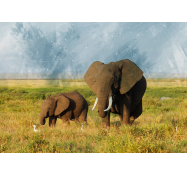 Fotomural animales encuentro con majestuosos elefantes - TenVinilo