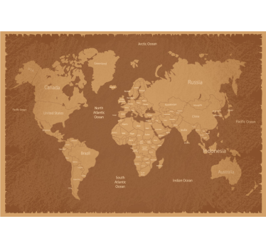 Papel pintado mapamundi mapa geográfico del mundo - TenVinilo