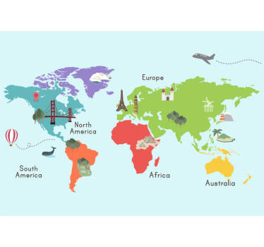 Papel pintado mapamundi ilustración de mapa mundial - TenVinilo