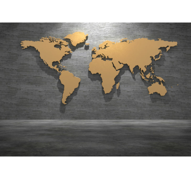 Papel pintado mapamundi mapa mundial dorado - TenVinilo
