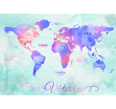 Papel pintado mapamundi diseño de mapa mundial - TenVinilo