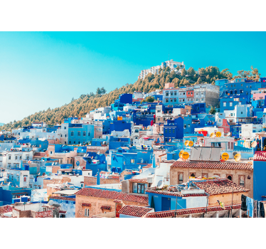 Fotomural ciudad paisaje urbano de la medina azul - TenVinilo