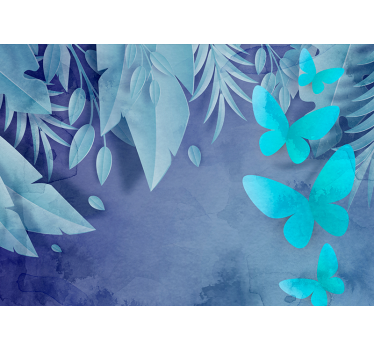 Fotomural naturaleza diseño de mariposas frondosas - TenVinilo