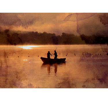 Papel pintado paisaje pescando al amanecer - TenVinilo