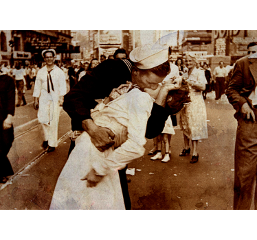 Fotomural de amor momento histórico del abrazo - TenVinilo