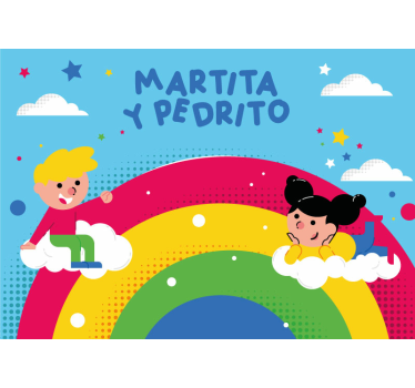 Mural de pared infantil amigos de la infancia jugando - TenVinilo