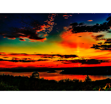 Fotomural montañas paisaje vívido del atardecer - TenVinilo