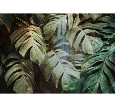 Papel pintado dormitorio hojas verdes tropicales - TenVinilo