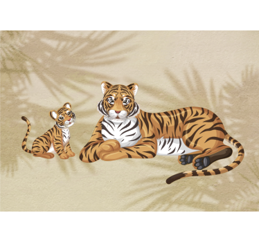 Fotomural animales tigres madre e hijo - TenVinilo