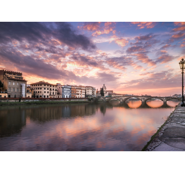 Fotomural ciudad paisaje de la ribera del río florentino - TenVinilo