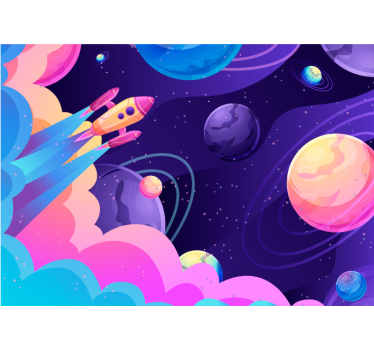 Fotomural fantasía viaje espacial en cohete - TenVinilo