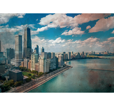 Fotomural ciudad perspectiva del horizonte de chicago - TenVinilo