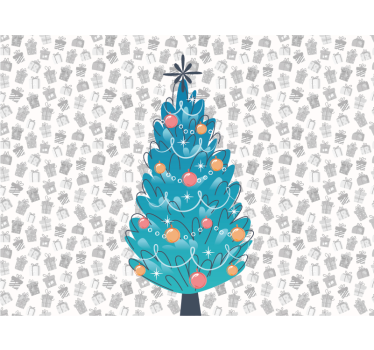 Mural de pared navidad reunión festiva de animales - TenVinilo