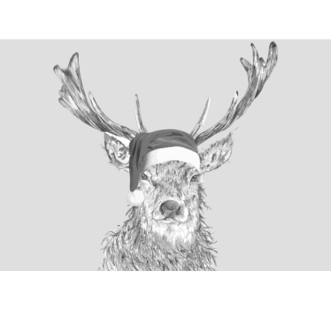 Fotomural animales reno con gorro - TenVinilo