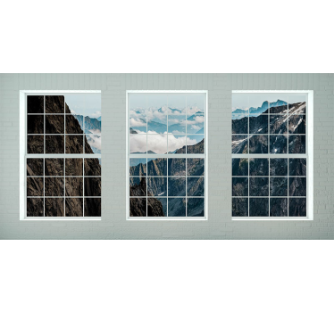 Fotomural montañas ventanas con vistas a la montaña - TenVinilo